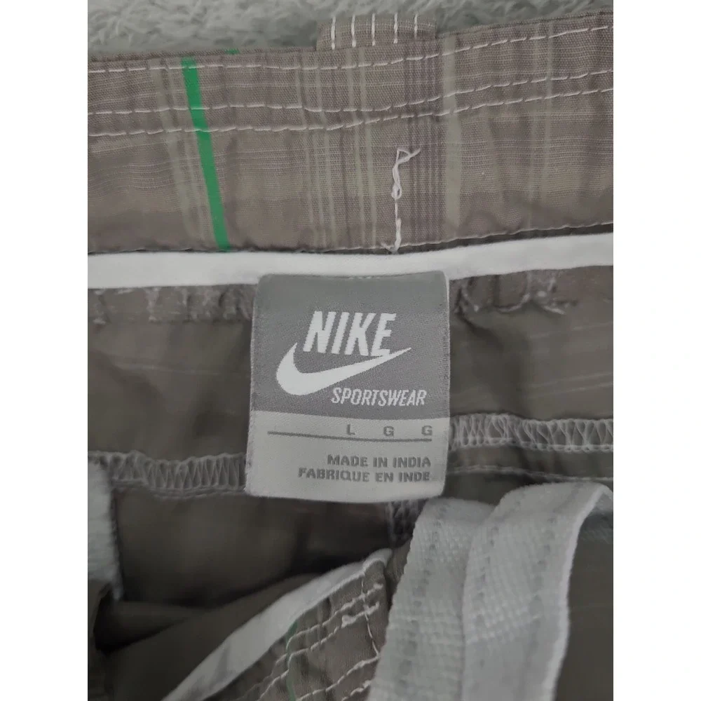Nike Sportswear Mens Athletic Beige Plaid‎ Casual Shorts Size Large